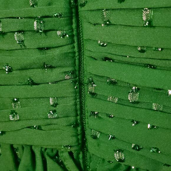 JESSAKAE Kelly Green Dress Peasant Tiered Ruffles Sparkly Fairy Romantic X Small - Picture 7 of 8